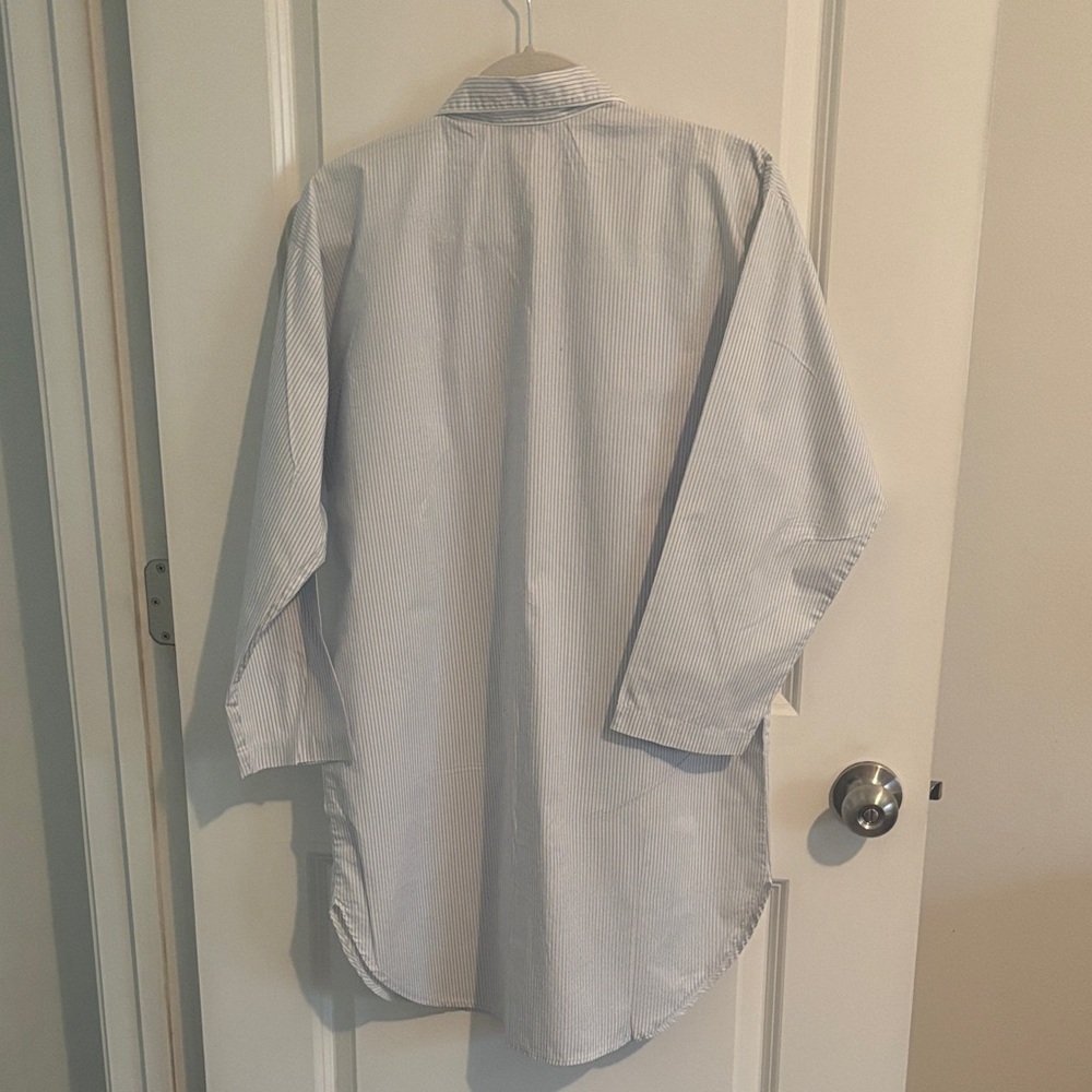 Vintage Christian Dior Saks Fifth Avenue Light Blue Striped Pajama Shirt - Picture 4 of 4